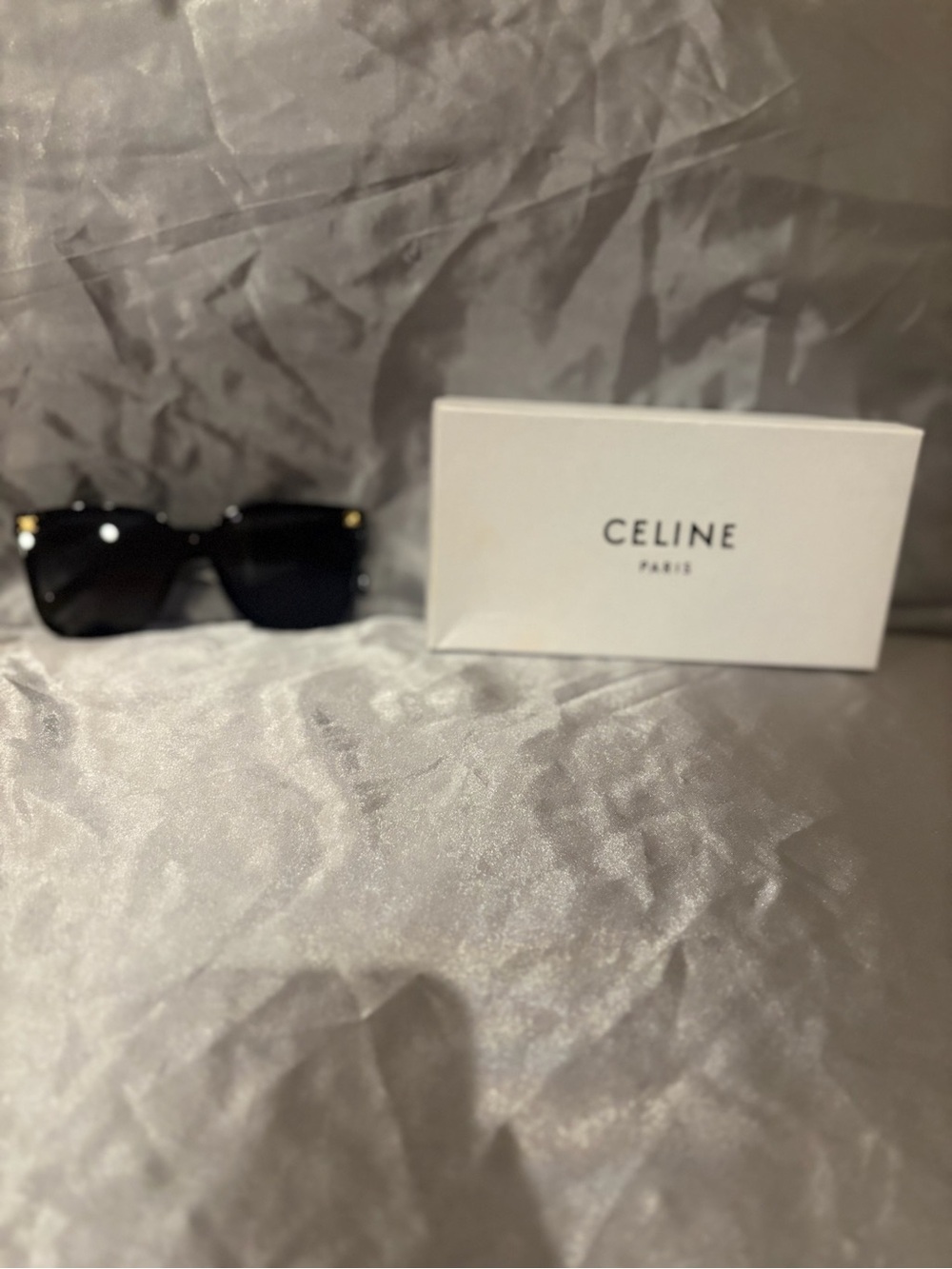 Celine Black Sunglasses with Gold Accents - Square Oversized Frame
